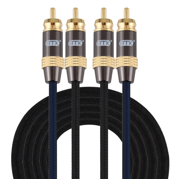 EMK 2 x RCA Male to 2 x RCA Male Gold Plated Connector Nylon Braid Coaxial Audio Cable for TV / Amplifier / Home Theater / DVD