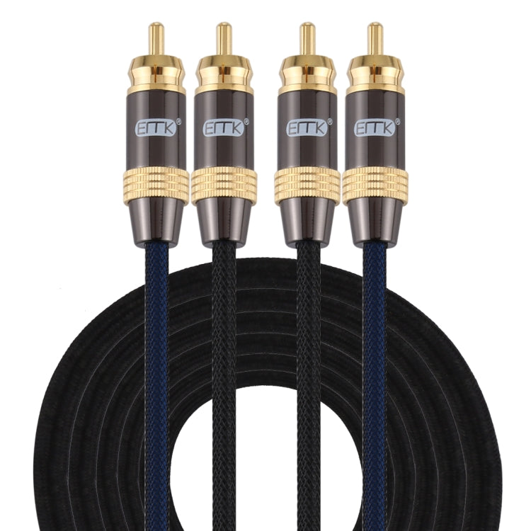 EMK 2 x RCA Male to 2 x RCA Male Gold Plated Connector Nylon Braid Coaxial Audio Cable for TV / Amplifier / Home Theater / DVD