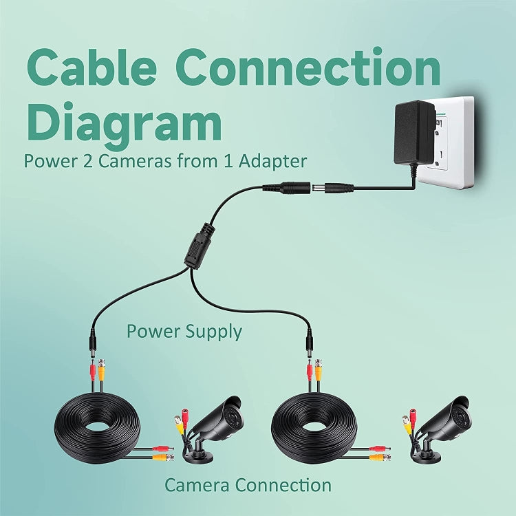 5.5 x 2.1mm Female to Male Plug DC Power Splitter Adapter Power Cable