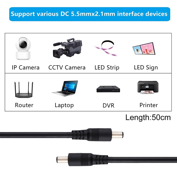 DC Power Plug 5.5 x 2.1mm Male to Male Adapter Connector Cable