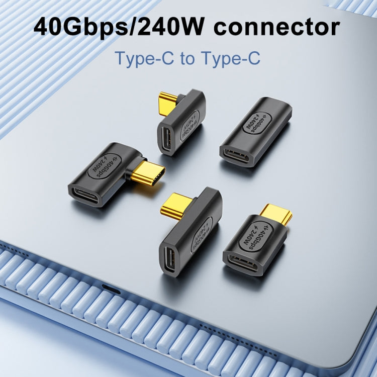 40Gbps 240W USB-C / Type-C Female to USB-C / Type-C Male Side Bend Adapter