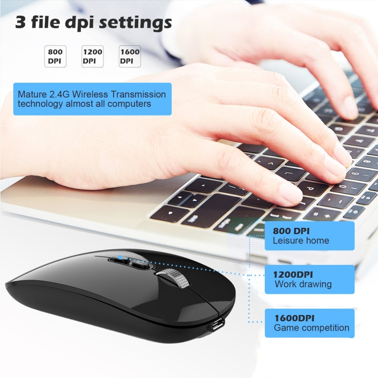 HXSJ M103 1600DPI Dual Mode 2.4GHz + Bluetooth 5.1 Wireless Rechargeable Mouse