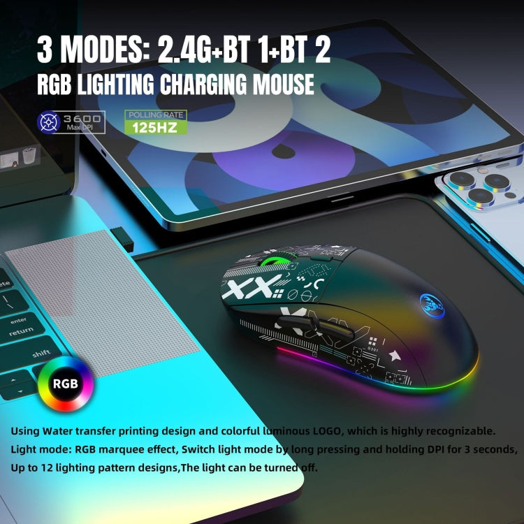 HXSJ T90 RGB Light Three-mode Wireless Gaming Mouse