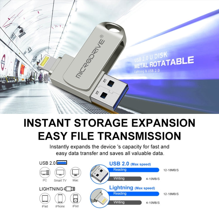 MicroDrive 2 In 1 Lightning + USB2.0 Portable Metal USB Flash Disk