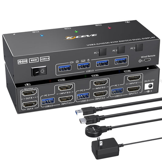 KC-KVM302AS 4K 60Hz USB3.0 / HDMI Dual Monitors KVM Switch