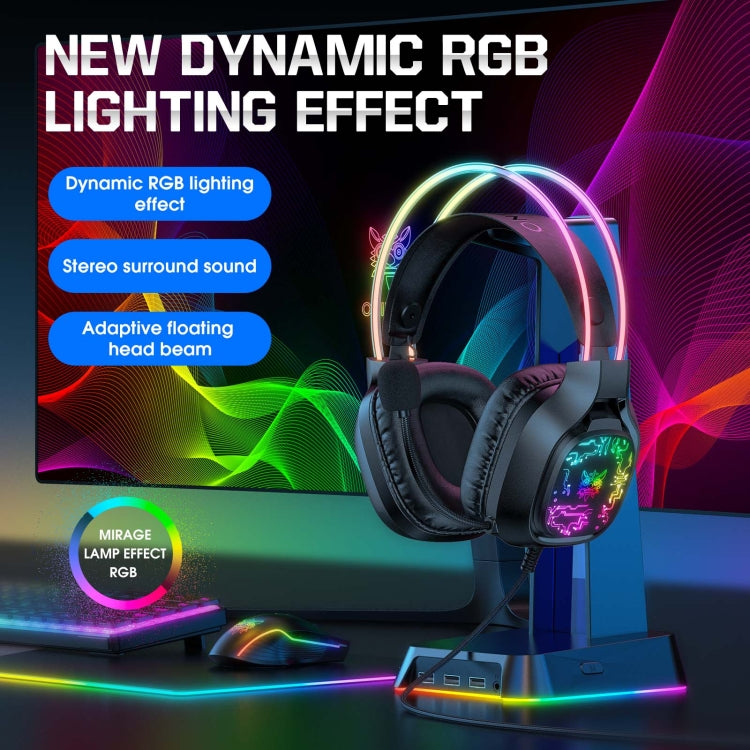 ONIKUMA X22 USB + 3.5mm Colorful Light Wired Gaming Headset with Mic, Cable length: 1.8m