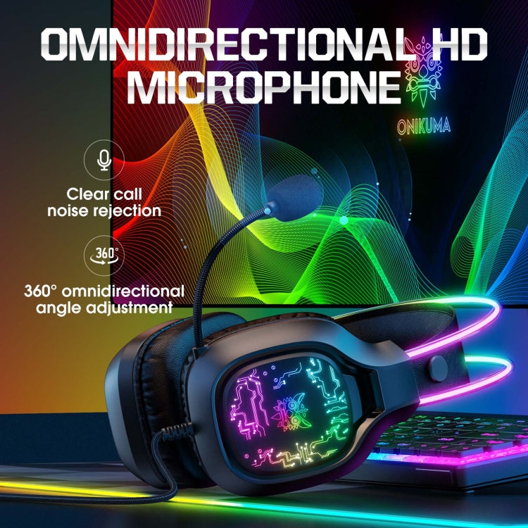 ONIKUMA X22 USB + 3.5mm Colorful Light Wired Gaming Headset with Mic, Cable length: 1.8m