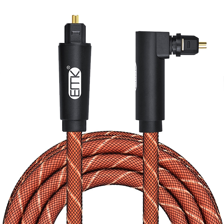 EMK 90 Degree Swivel Adjustable Right Angled 360 Degrees Rotatable Pulg Nylon Woven Mesh Optical Audio Cable