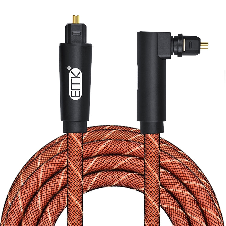 EMK 90 Degree Swivel Adjustable Right Angled 360 Degrees Rotatable Pulg Nylon Woven Mesh Optical Audio Cable