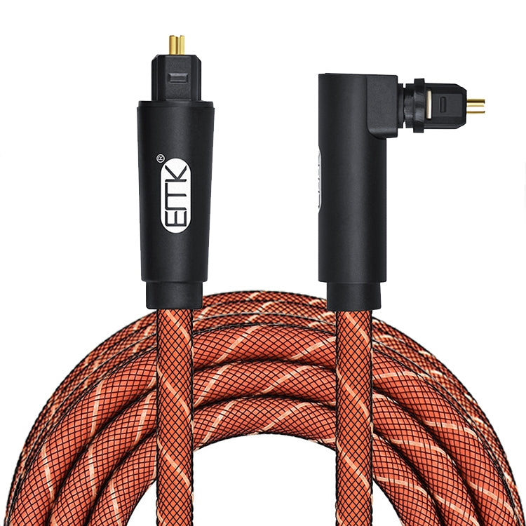 EMK 90 Degree Swivel Adjustable Right Angled 360 Degrees Rotatable Pulg Nylon Woven Mesh Optical Audio Cable