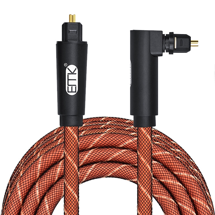 EMK 90 Degree Swivel Adjustable Right Angled 360 Degrees Rotatable Pulg Nylon Woven Mesh Optical Audio Cable