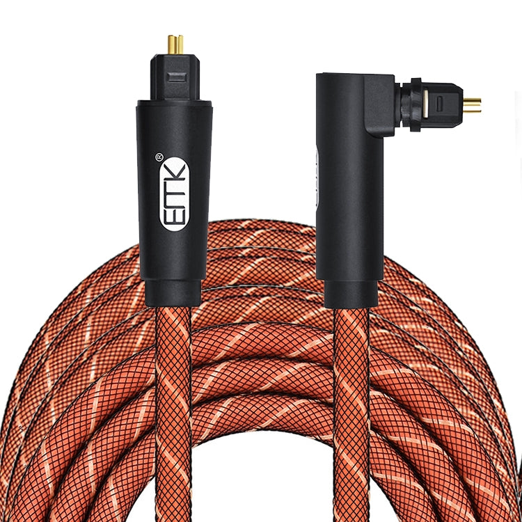 EMK 90 Degree Swivel Adjustable Right Angled 360 Degrees Rotatable Pulg Nylon Woven Mesh Optical Audio Cable