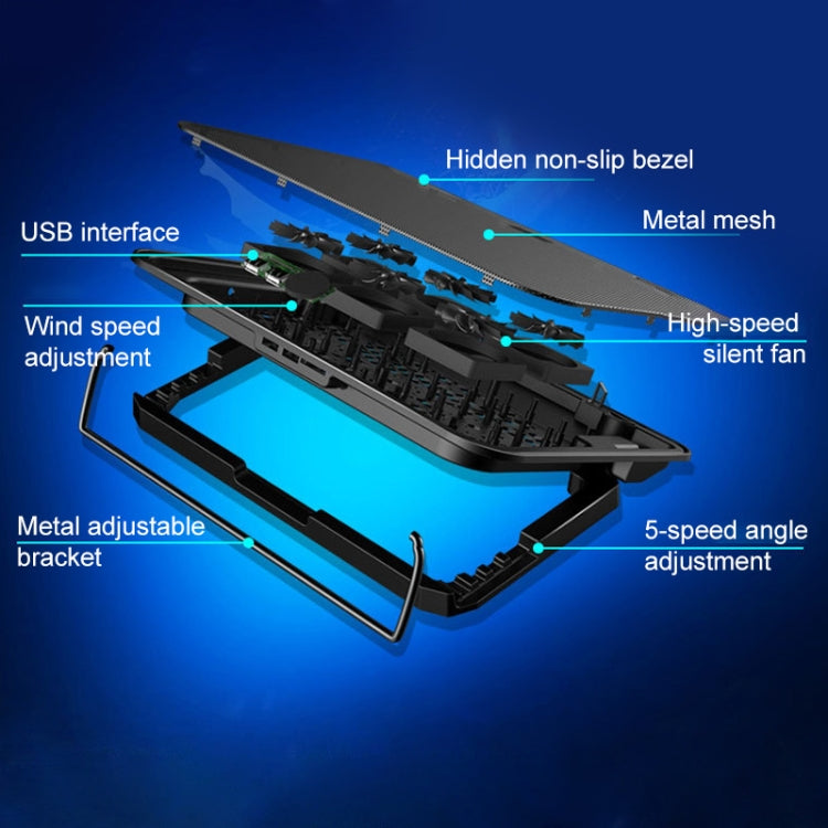 ICE COOREL Notebook Computer Base Speed Control Silent Six-fan Cooling Holder Cooling Rack, Style: Premium Edition