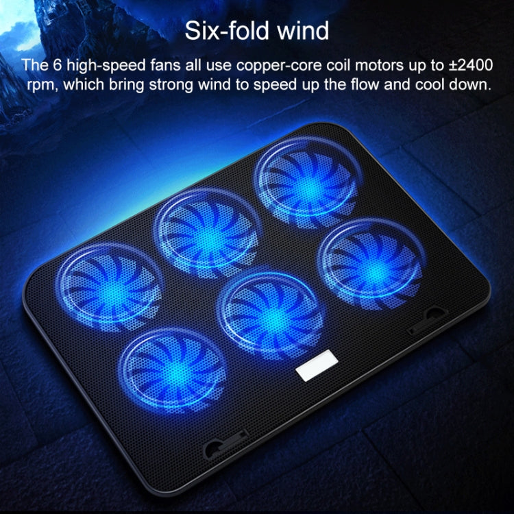 ICE COOREL Notebook Computer Base Speed Control Silent Six-fan Cooling Holder Cooling Rack, Style: Premium Edition