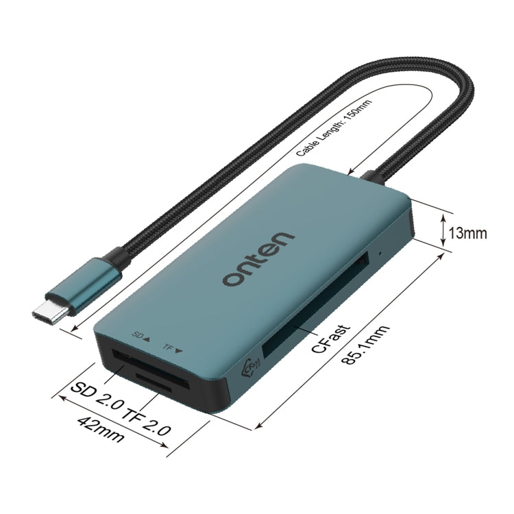 Onten C15 3 in 1 USB-C / Type-C to CFast 2.0 & SD & TF Card Reader