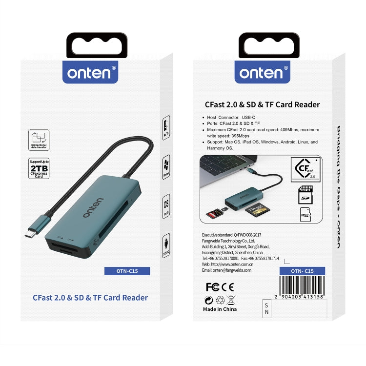 Onten C15 3 in 1 USB-C / Type-C to CFast 2.0 & SD & TF Card Reader