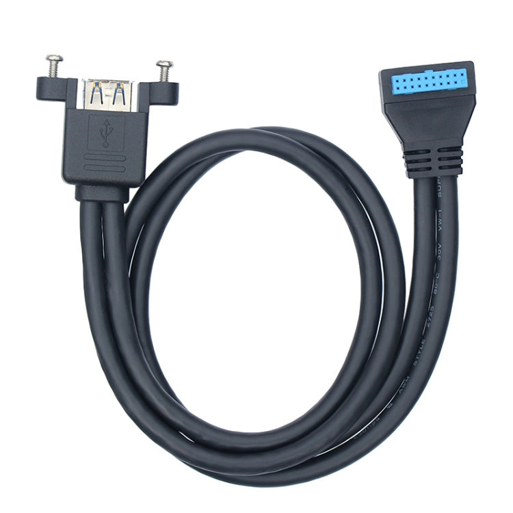 Double USB 3.0 with Fixed Screw Hole to 20 Pin Elbow Extension Cable