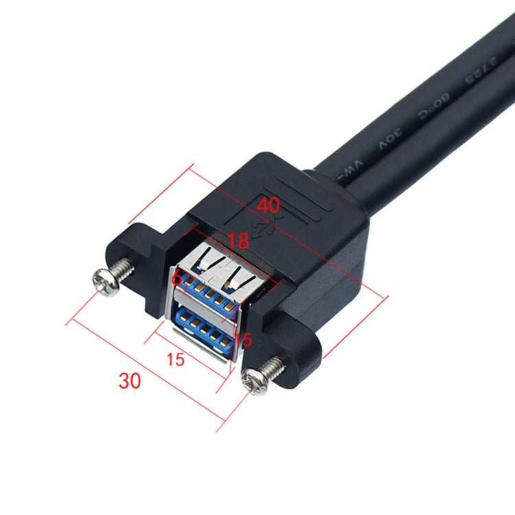 Double USB 3.0 with Fixed Screw Hole to 20 Pin Elbow Extension Cable