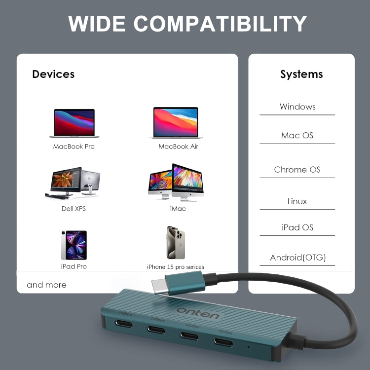 Onten UC620 10Gbps USB-C / Type-C to USB 3.2 Gen2 4 in 1 Multi-function HUB Docking Station