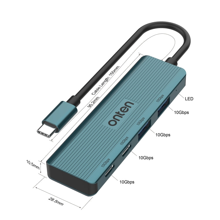 Onten UC622 10Gbps USB-C / Type-C to 2 x USB + 2 x USB-C / Type-C 4 in 1 HUB Docking Station