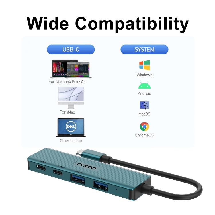 Onten UC622 10Gbps USB-C / Type-C to 2 x USB + 2 x USB-C / Type-C 4 in 1 HUB Docking Station