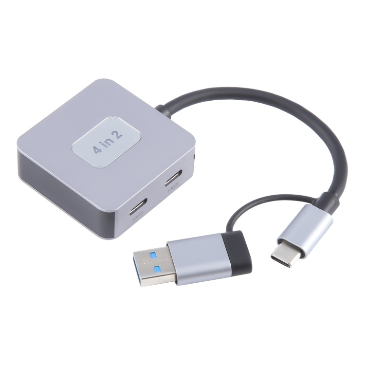 BYL-2320A 4 in 2 USB + USB-C / Type-C to USB + USB-C / Type-C 4 Port HUB Adapter