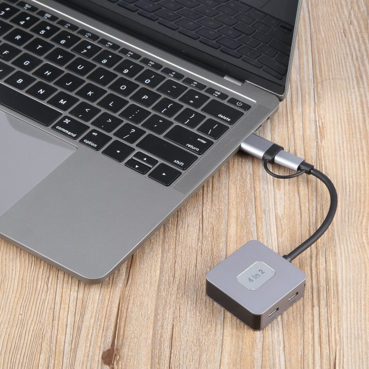 BYL-2320A 4 in 2 USB + USB-C / Type-C to USB + USB-C / Type-C 4 Port HUB Adapter