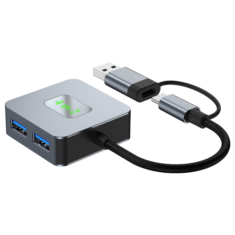 BYL-2320 4 in 2 USB + USB-C / Type-C to USB 3.2 4 Port HUB Adapter