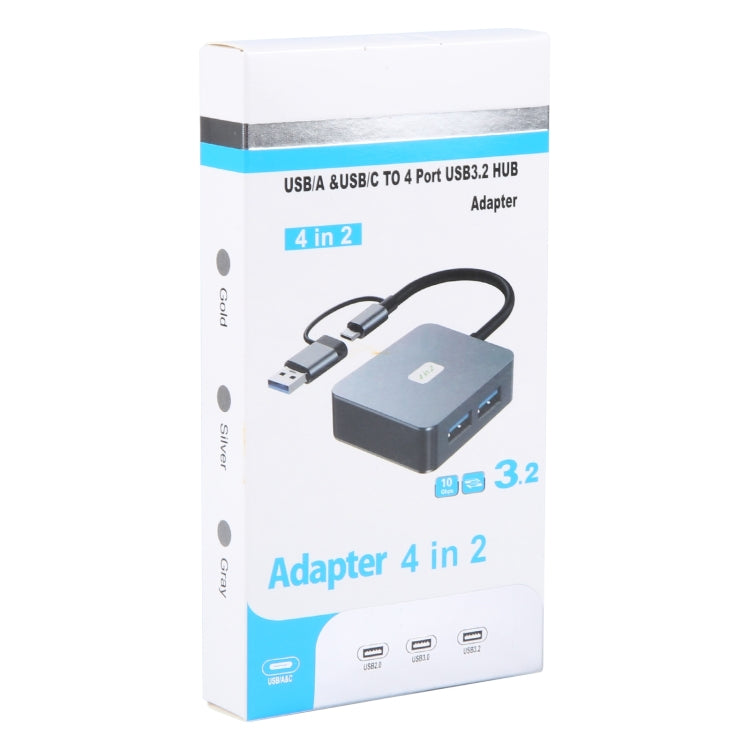 BYL-2320 4 in 2 USB + USB-C / Type-C to USB 3.2 4 Port HUB Adapter