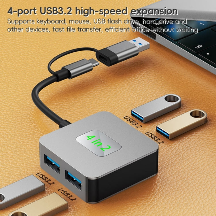 BYL-2320 4 in 2 USB + USB-C / Type-C to USB 3.2 4 Port HUB Adapter