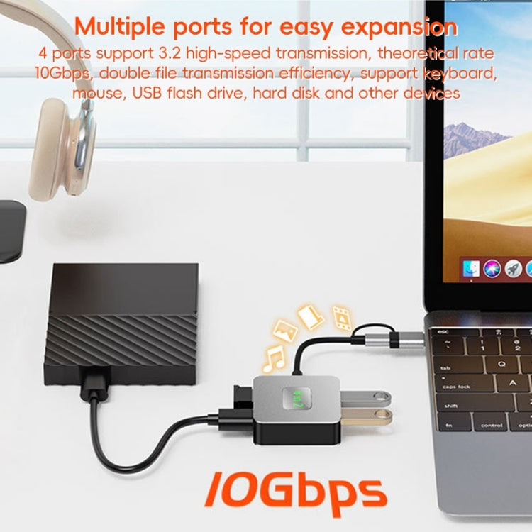 BYL-2320 4 in 2 USB + USB-C / Type-C to USB 3.2 4 Port HUB Adapter