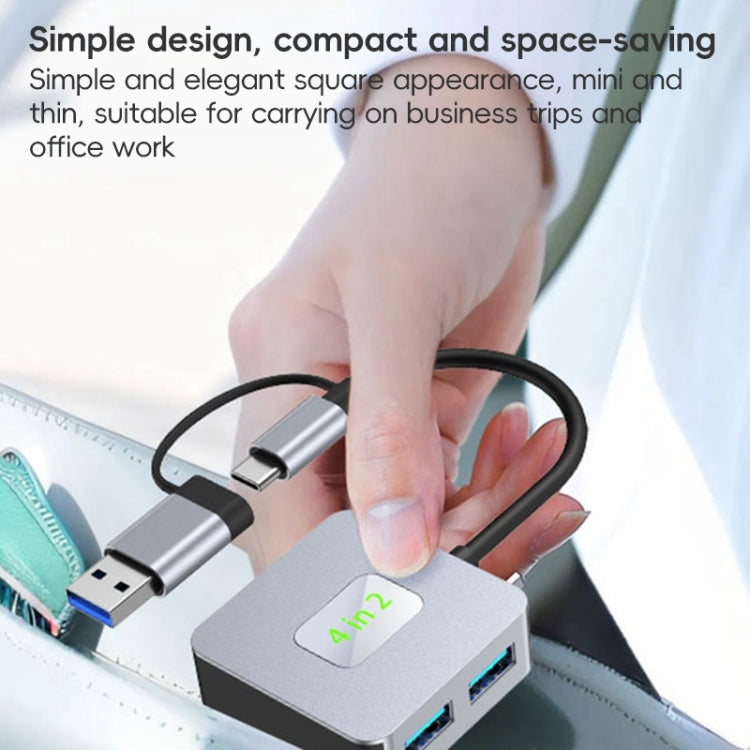 BYL-2320 4 in 2 USB + USB-C / Type-C to USB 3.2 4 Port HUB Adapter