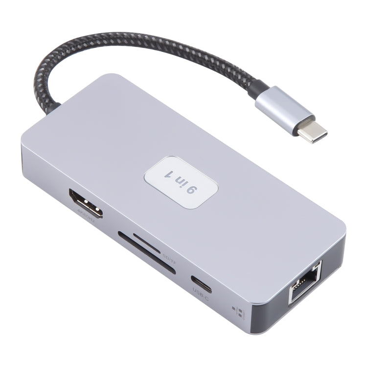 BYL-2318 9 in 1 USB-C / Type-C to USB3.0+Type-C+1000M Ethernet+HDTV+SD / TF Dual Card Slot Docking Station