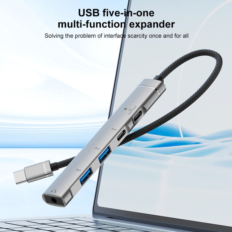 5 in 1 USB-C / Type-C Interface Multi-function HUB Adapter