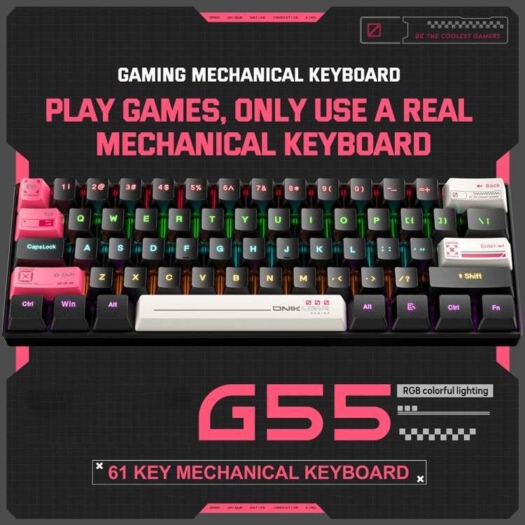 ONIKUMA G55 61 Keys RGB Colorful Lighting Wired Gaming Mechanical Keyboard