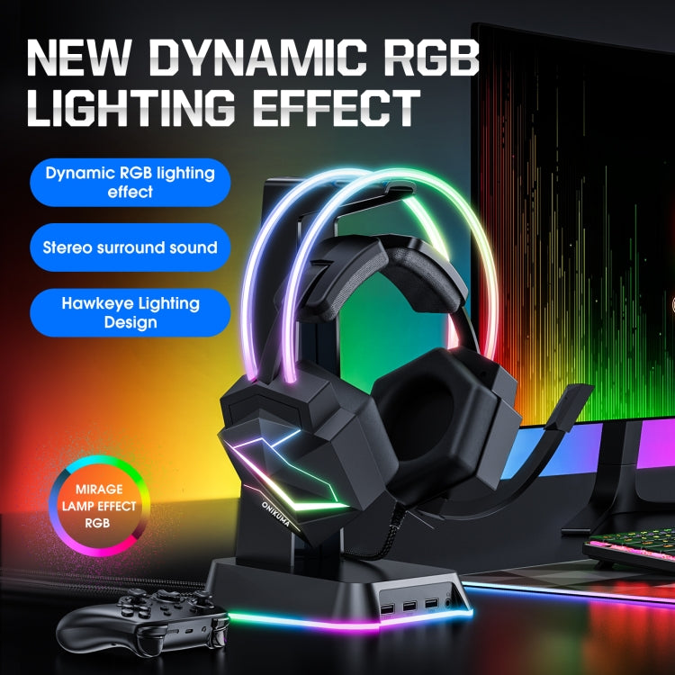 ONIKUMA X20 RGB Colorful Head-mounted Wired Gaming Earphone, Length: 1.8m