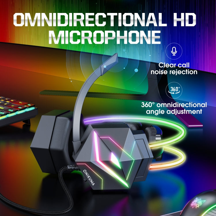 ONIKUMA X20 RGB Colorful Head-mounted Wired Gaming Earphone, Length: 1.8m