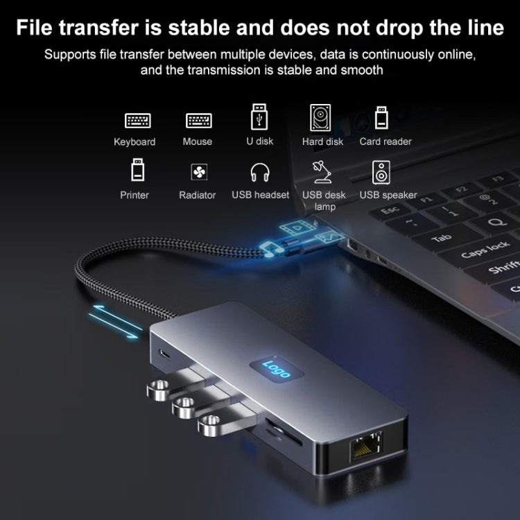 BYL-2411 11 in 1 Type-C HUB Docking Station with 3 x USB3.0, PD100W,  SD/TF, RJ45, Type-C, VGA, HDTV, 3.5mm Jack