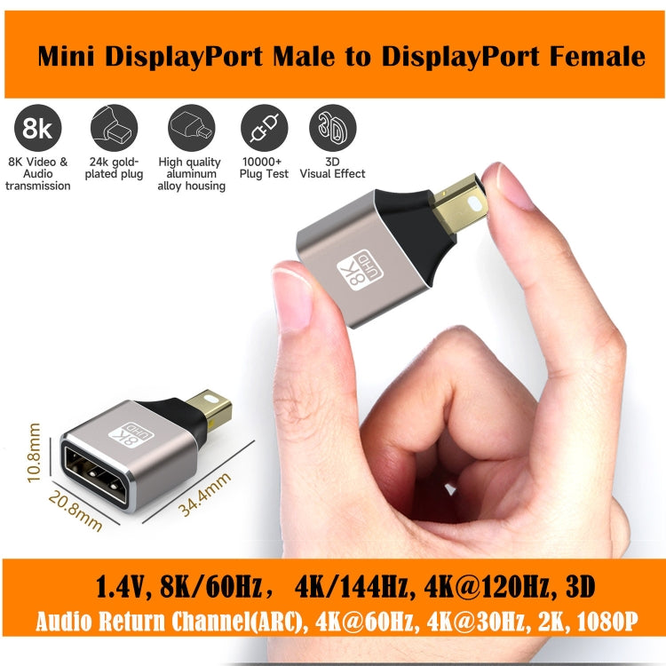 8K 60Hz Male Mini Displayport to Female Displayport Adapter DP Converter