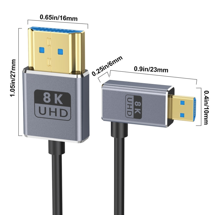 30cm Coaxial Micro HDMI to HDMI 8K UHD 48Gbps Video Connection Cable