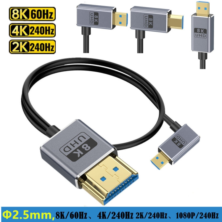 60cm Coaxial Micro HDMI to HDMI 8K UHD 48Gbps Video Connection Cable