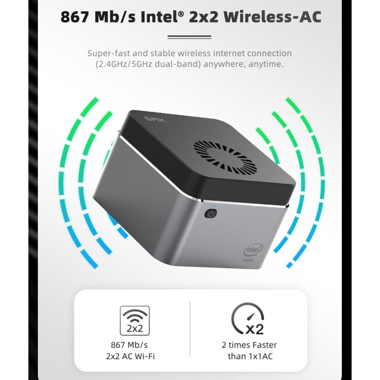 GMK NucBox Windows 10 System Mini PC, Intel Celeron J4125 Quad Core 64bit 14nm 2GHz-2.7GHz, Support WiFi & Bluetooth & RJ45,