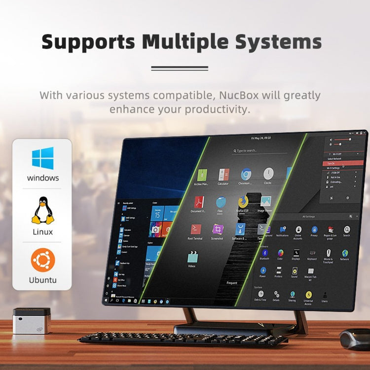 GMK NucBox Windows 10 System Mini PC, Intel Celeron J4125 Quad Core 64bit 14nm 2GHz-2.7GHz, Support WiFi & Bluetooth & RJ45,