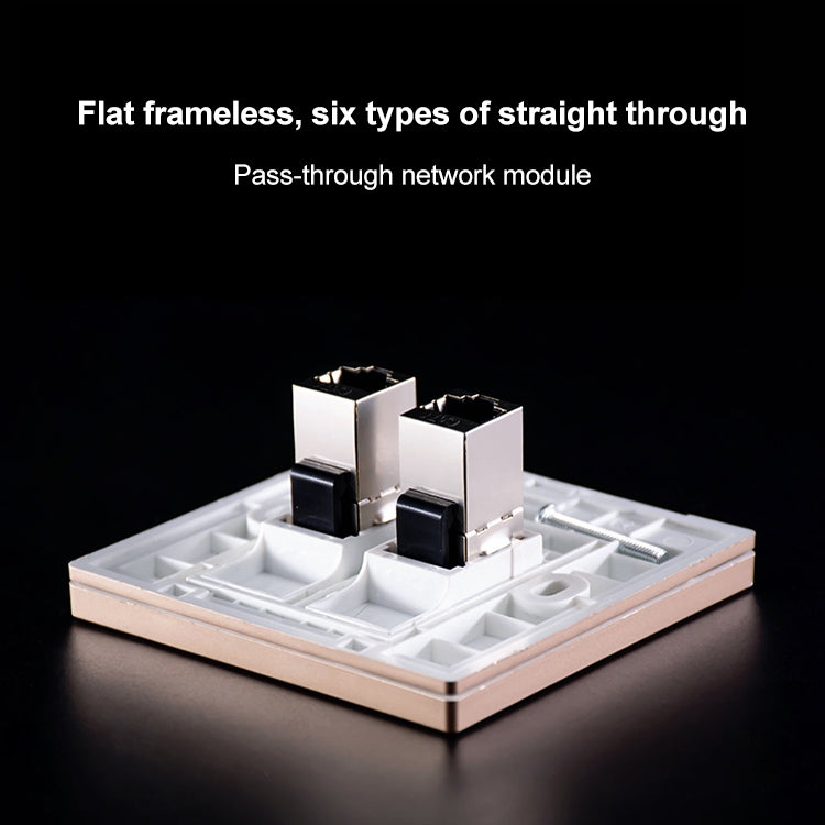 CAT.6 Shielded Pass-through Network Module, Single Port Panel + Shielded Pass-through