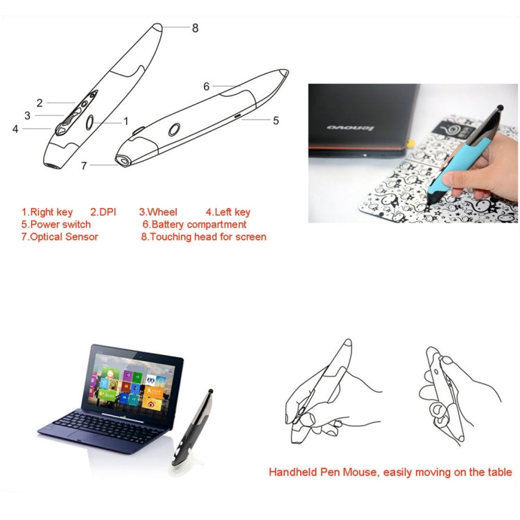 2.4GHz Innovative Pen-style Handheld Wireless Smart Mouse for PC Laptop