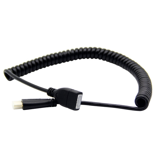 HDMI Male to HDMI Female Retractable Coiled Adapter Cable, Coiled Cable Stretches to 2.4m