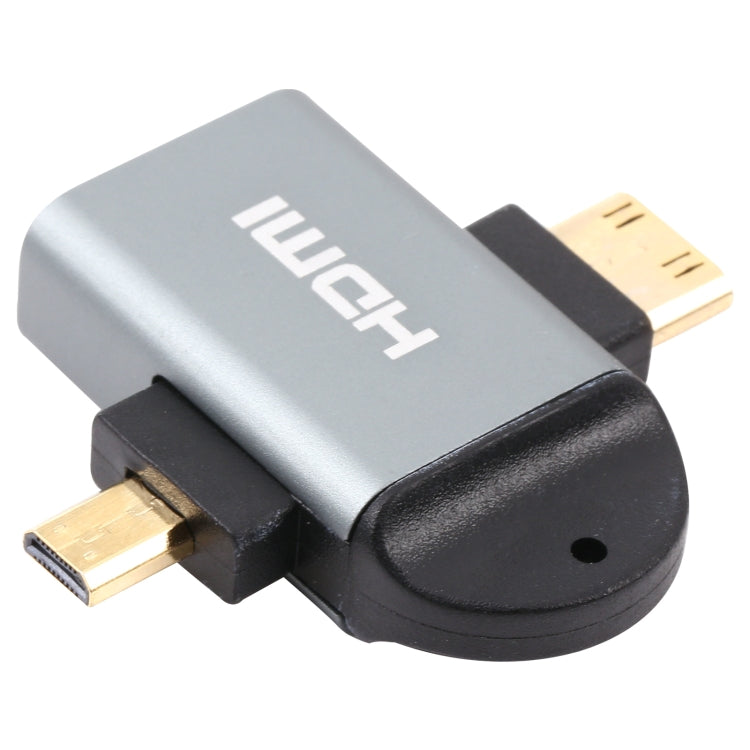 2 in 1 Mini HDMI Male + Micro HDMI Male to HDMI Female Gold-plated Head Adapter