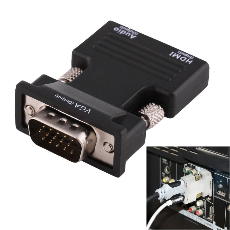 HDMI Female to VGA Male Converter with Audio Output Adapter for Projector, Monitor, TV Sets