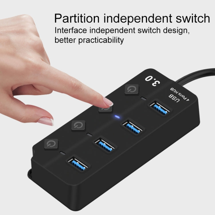 Onten 5301 USB 3.0 Male to 4 USB 2.0 Female Splitter Extender with Independent Switch