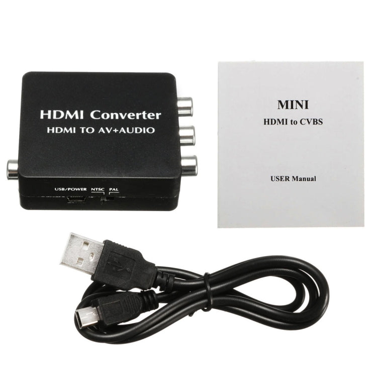 HDMI to AV Audio Converter Support SPDIF Coaxial Audio NTSC PAL Composite Video HDMI to 3RCA Adapter for TV /PC /PS3 / Blue-ray DVD